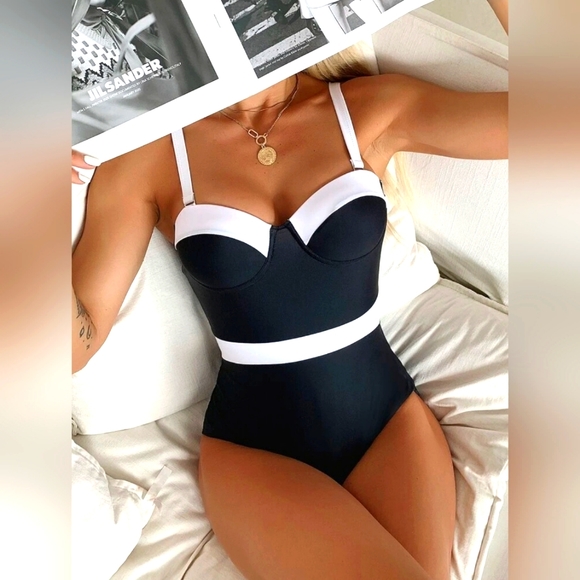Black & White Bathing Suit - Picture 1 of 2